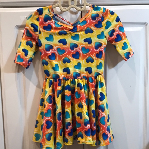 NEW Dot Dot Smile BALLERINA Twirly Dress 3//4 SLEEVE Knit Girl Kids Pink Hearts